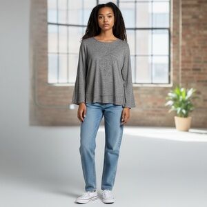 Coin 1804 Gray Long Sleeve Swing Sweater Size S Bell Sleeves Casual Light